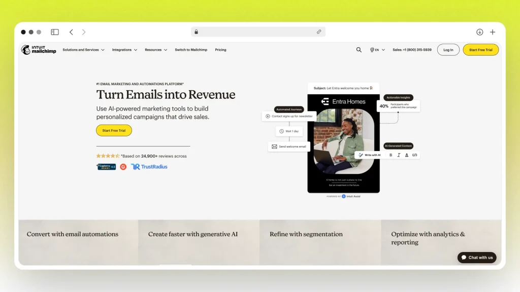 Mailchimp's landing page