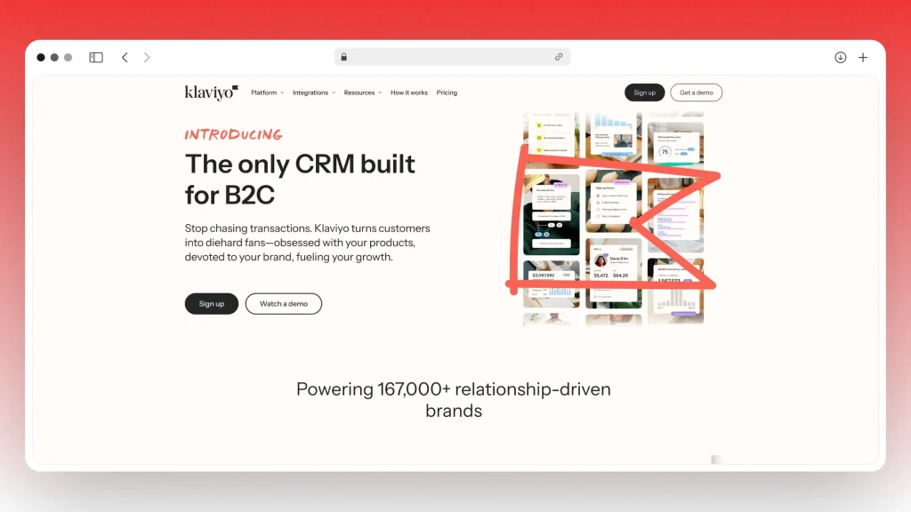 Screenshot of Klaviyo's website