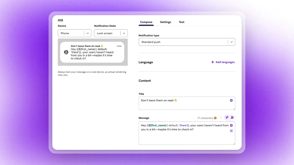 Braze marketing campaign using the liquid personalization feature