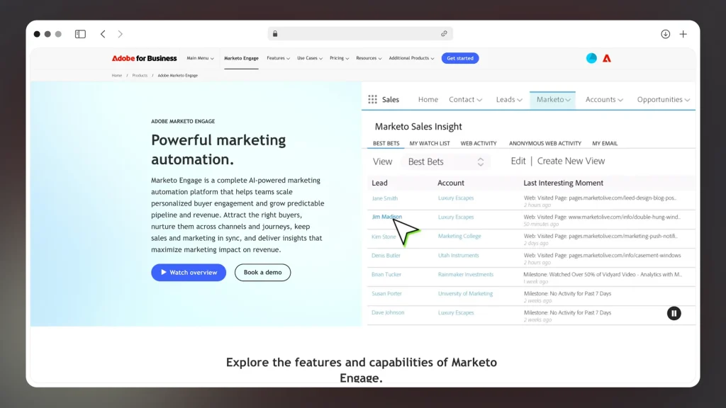 Adobe Marketo website screenshot